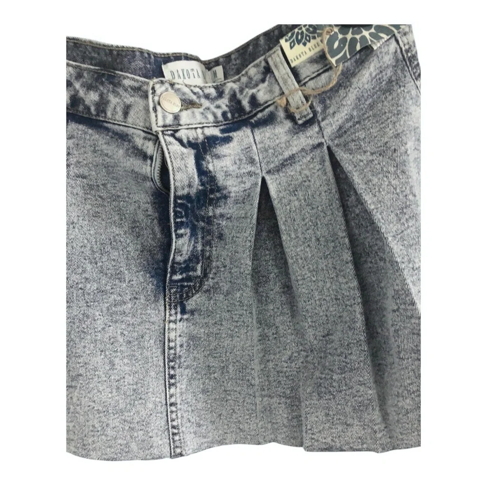 Blue pintuck pleated denim mini skirt‎ size medium new